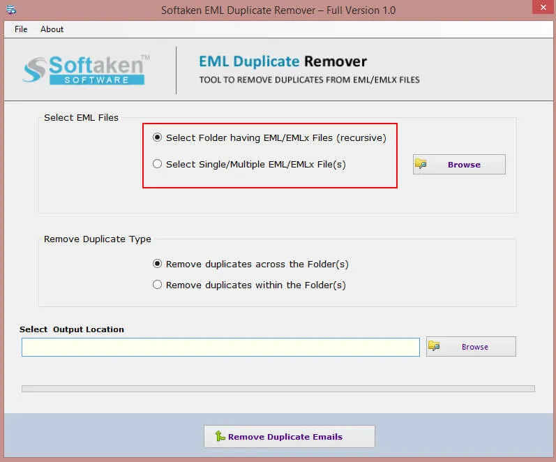 EML Duplicate Remover duplicate removal options