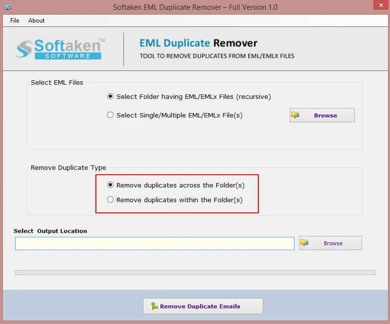 EML Duplicate Remover browse save location