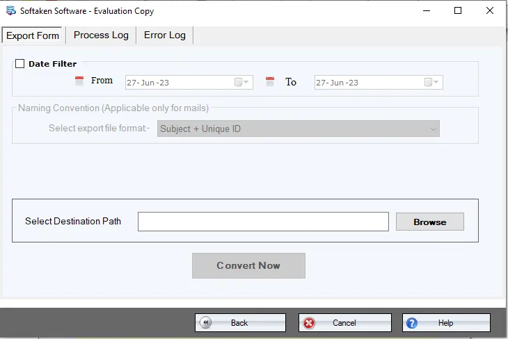 Destination path,naming option and Convert Now
