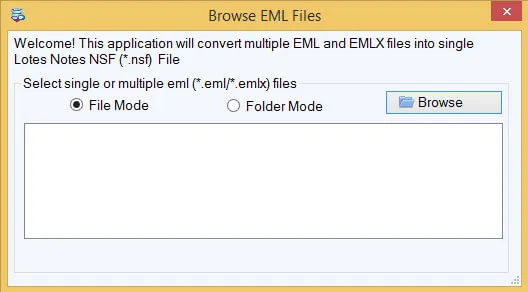 Add EMLX files or folder for NSF conversion