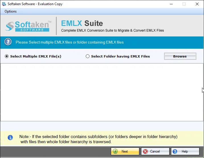 Browse Apple Mail EMLX files - File and Folder mode
