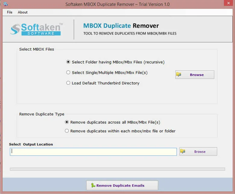 MBOX Duplicate Remover Interface