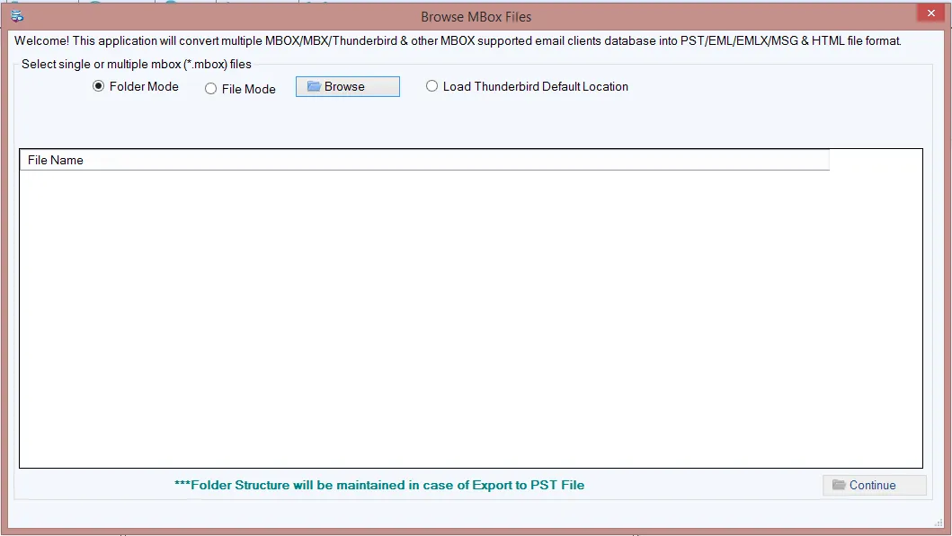 Browse and Upload MBOX Files