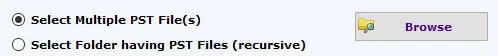 Select PST files or folders to merge