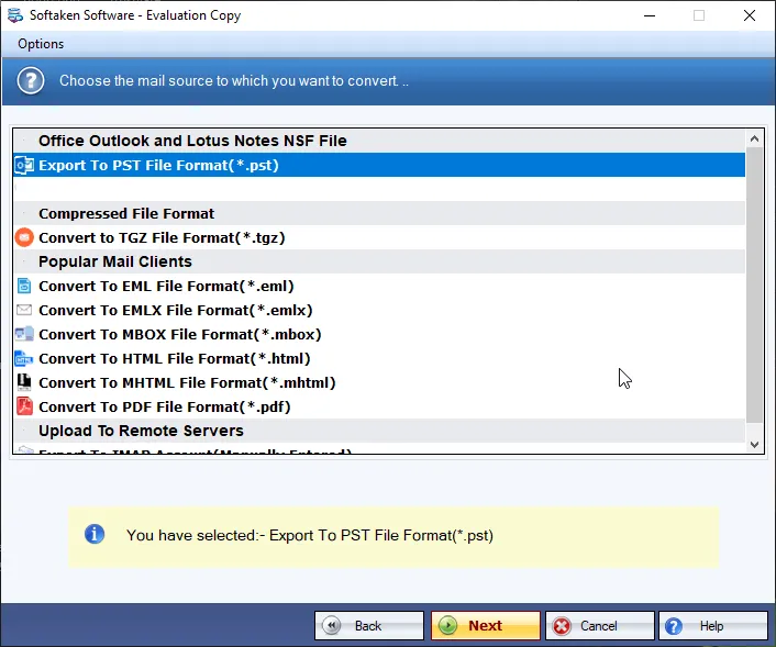 Export Options