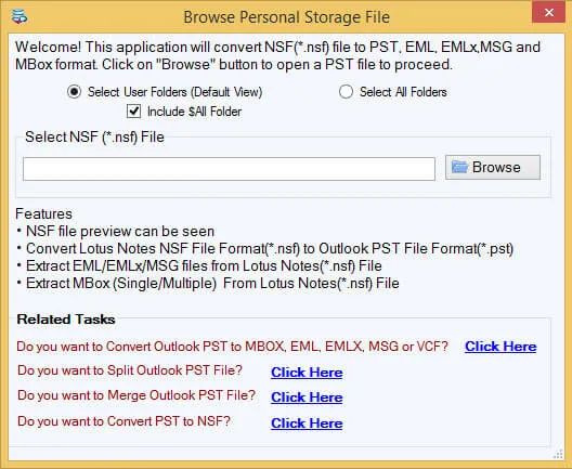 Click to enlarge Add NSF file in Softaken converter