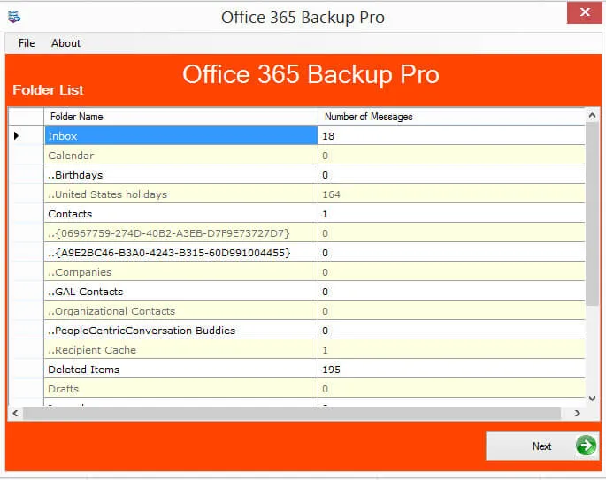 Select backup format and filters