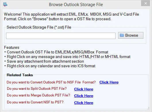 Browse and add Outlook OST files