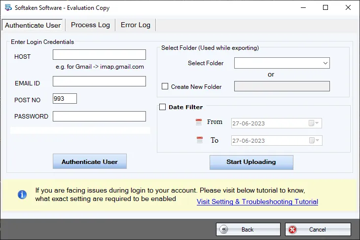 Click to enlarge IMAP or cloud account authentication for OST migration