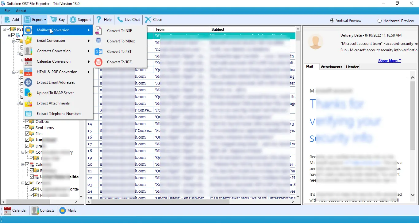 Click to enlarge Export OST emails to MHTML format