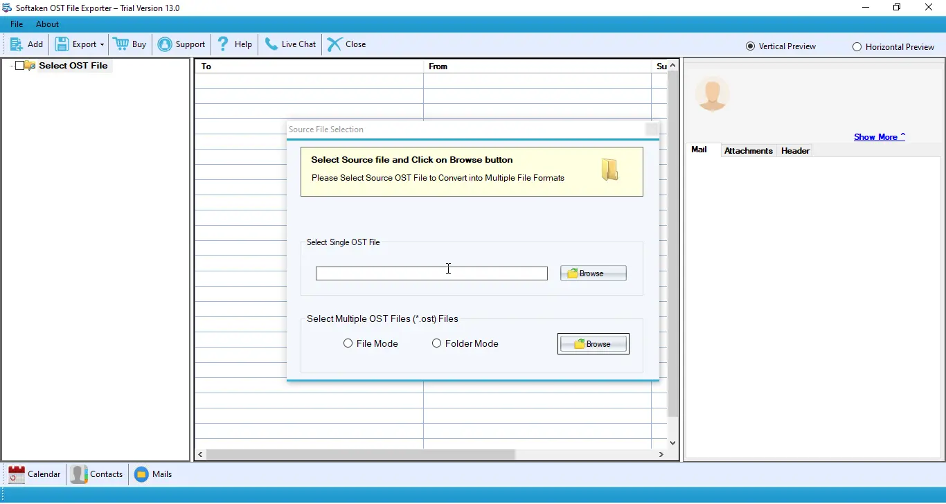Browse and select OST file