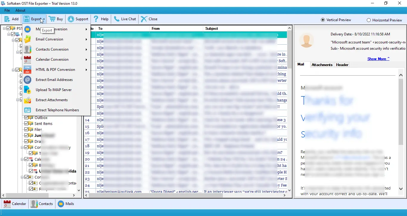 Click to enlarge Export OST mailbox to Lotus Notes NSF