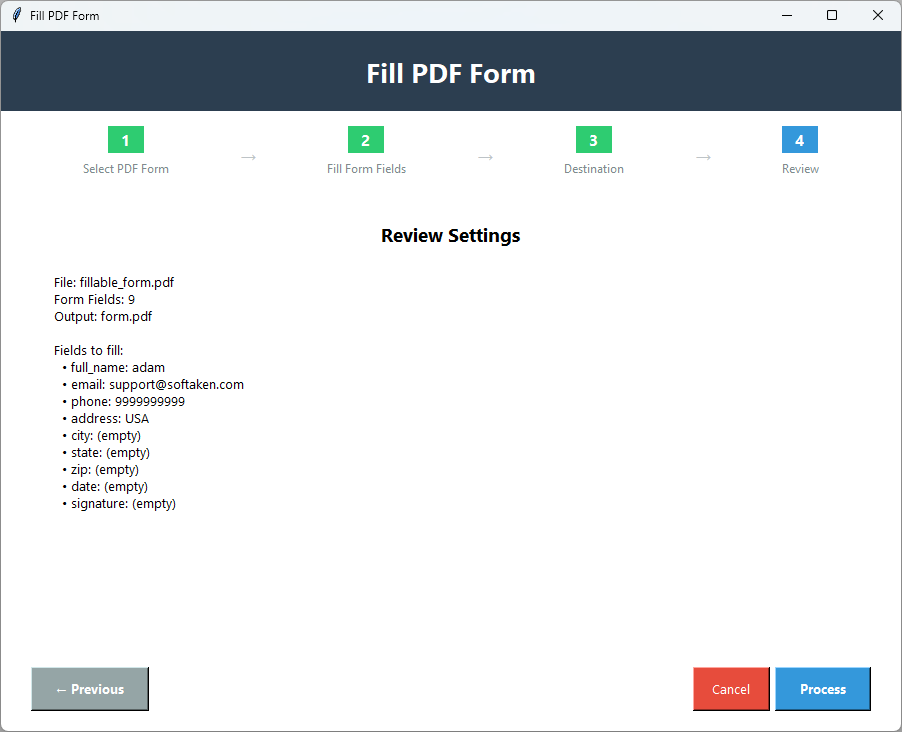 Click to enlarge Validate and save filled PDF form