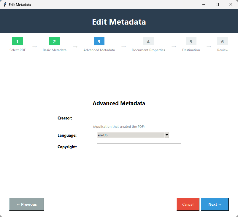 Edit Title Author Subject Keywords