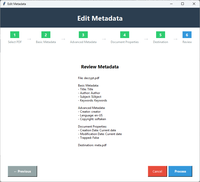 Save updated PDF metadata to a new path