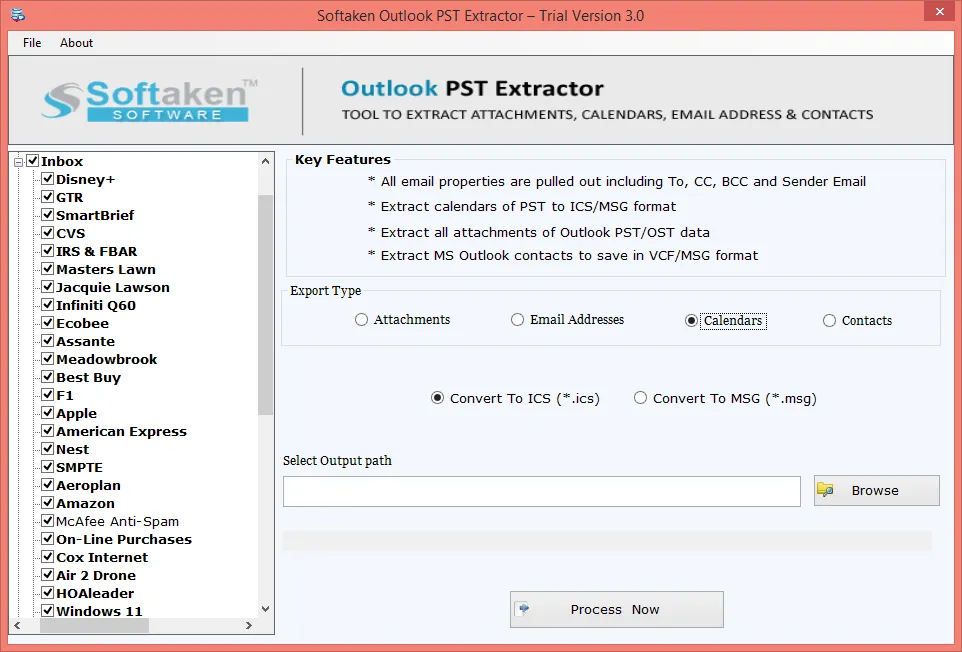 Click to enlarge Export Outlook calendars to ICS or MSG