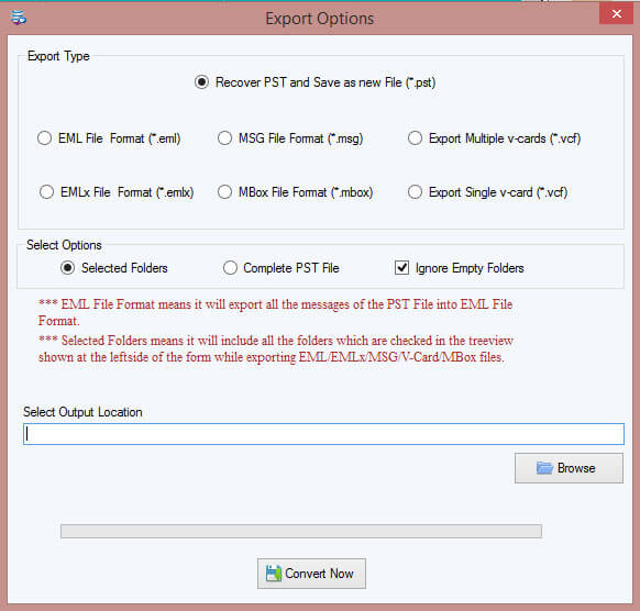 Export repaired PST to PST EML EMLX MBOX