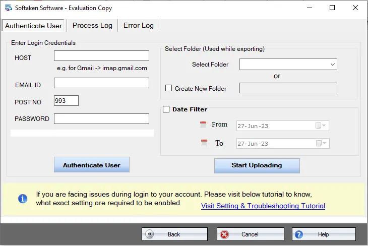 Thunderbird Converter account authentication options