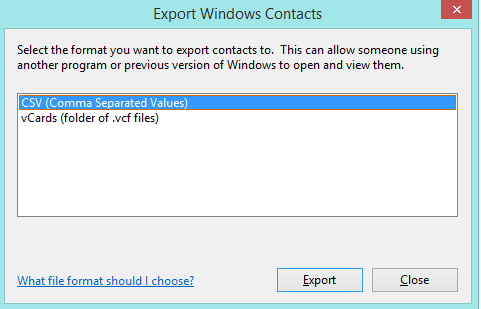 choose csv format