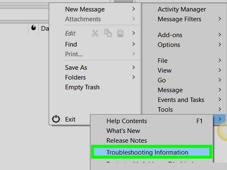 click troubleshooting information