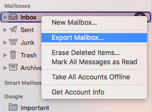 export mailbox