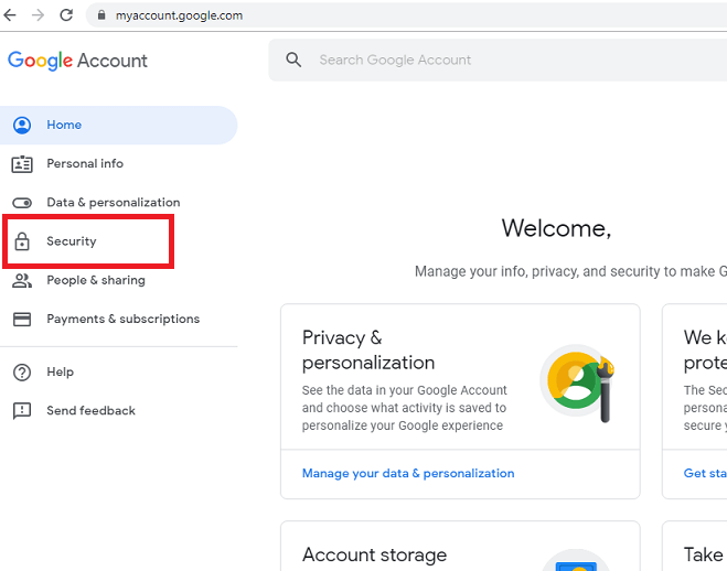 gmail security setting