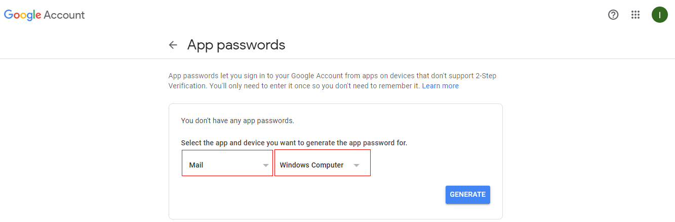 app password step 2