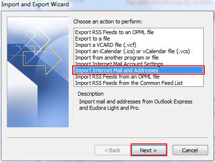 import mail and address