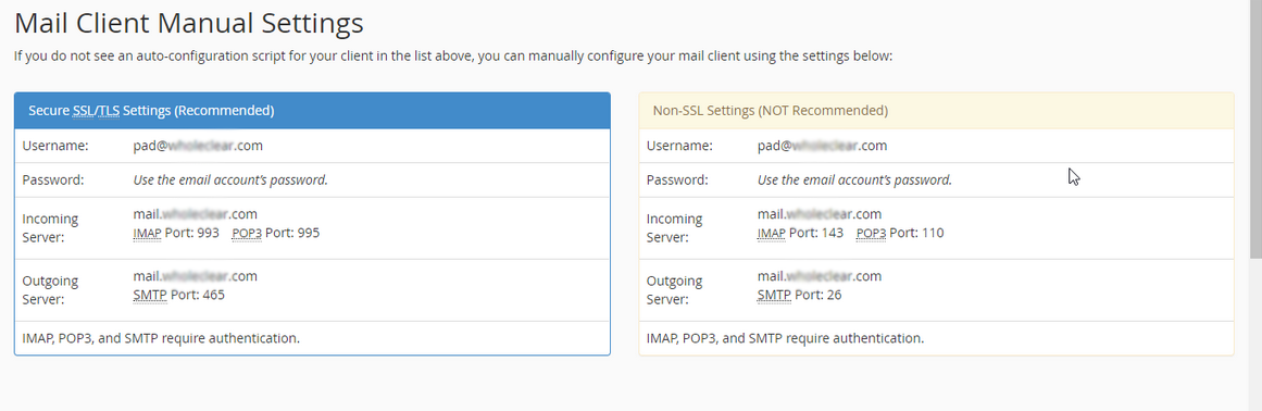 Mail Client Setting