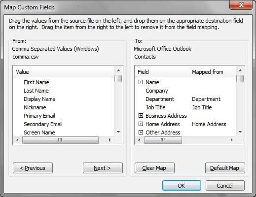 map custom fields