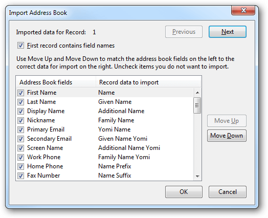 map the address book field