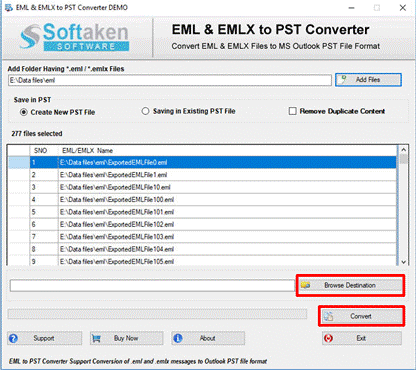 select eml files