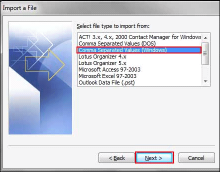 select file type