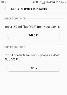 select import vcard files
