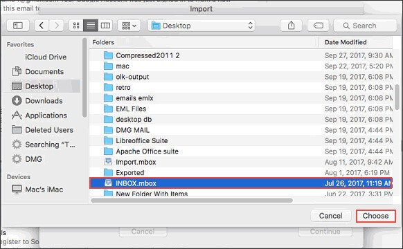 select inbox mbox file