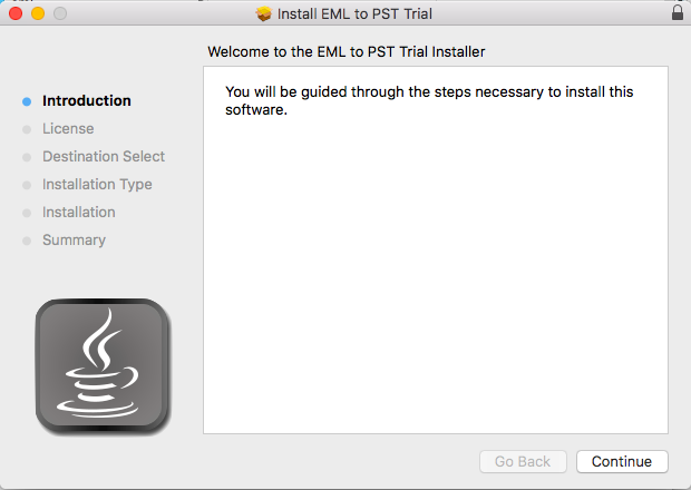 Install EML to PST for mac