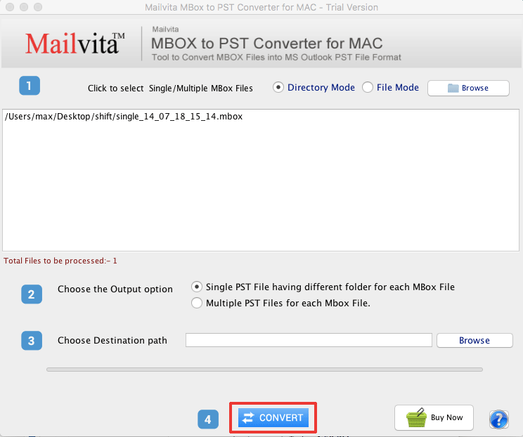 Convert MBOX to PST for Mac