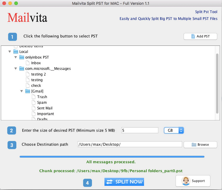 Split PST Files for Mac