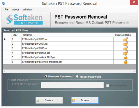 remove pst password