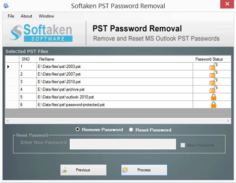 pst password remover